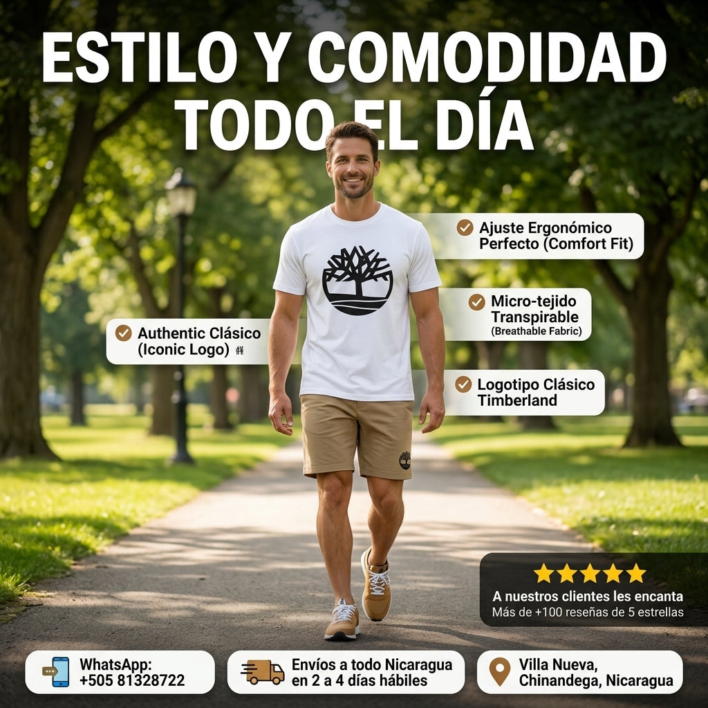 Camiseta Timberland Original — Icónico Logo del Árbol