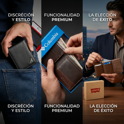 Billeteras Columbia, Guess y Levi's